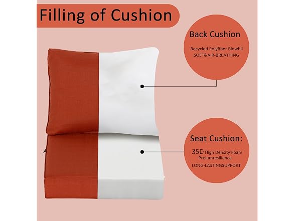 COZYVIDA Deep Seat Cushion Set