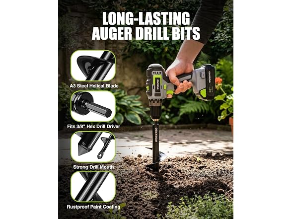 WORKPRO 2PC Drill Bit Set for Planting