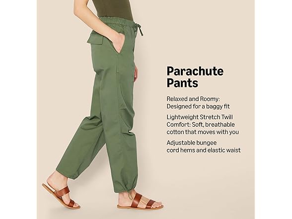 Amazon Essentials Womens Baggy Parachute Pants