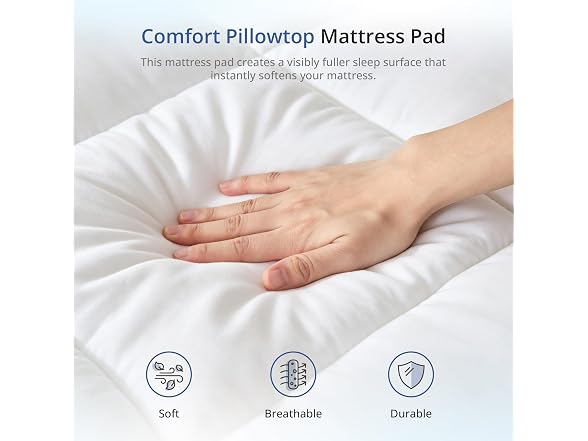 EGOHOME Queen Size Mattress Topper - Comfort Pillow Top Mattress Pad
