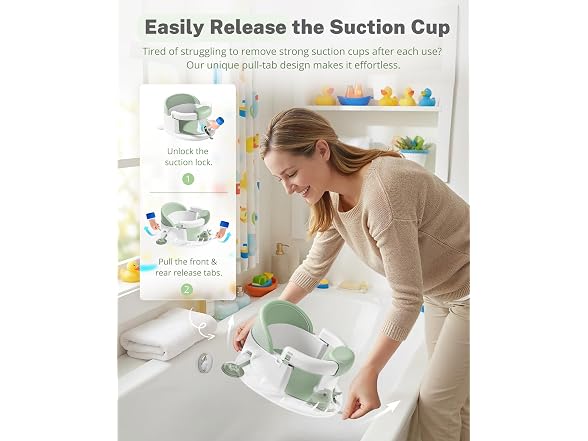 ONTHEWEI Mist Green Baby Bath Seat