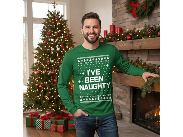 Tstars Men (M) Mele Kalikimaka Santa Long Shirt