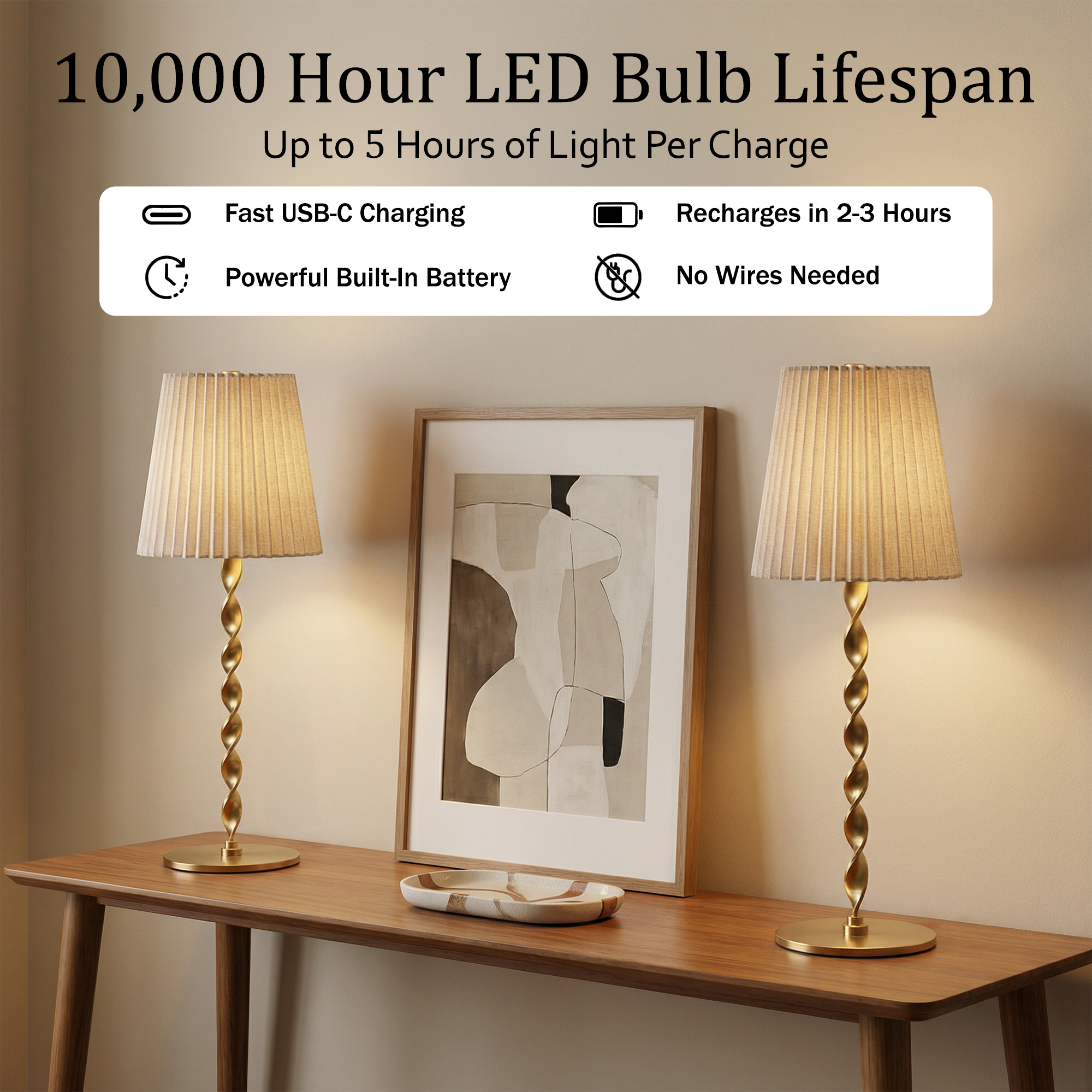 Twisted Stem Pleated Shade Cream Lamp - Gallery 21