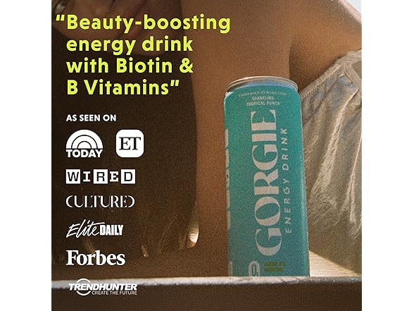 12PK GORGIE Sugar Free Natural Energy Drinks, Paradise Punch