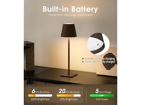 3 Pack Cordless Table Lamp, Battery