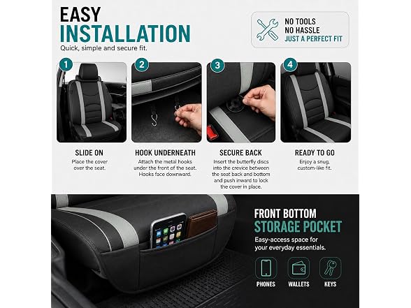 FH Group Car Seat Covers Front Set Gray