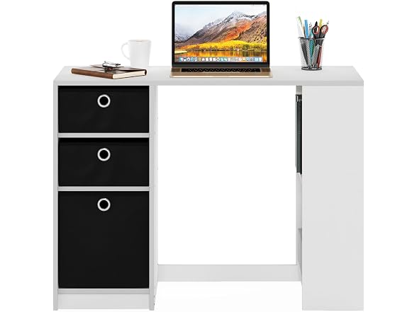 Furinno Jaya Desk, 39.4" Wide Gaming Desk with Drawer Bins