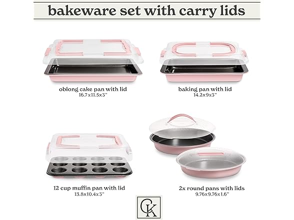 10 Pc Nonstick Baking Pans Set Pink