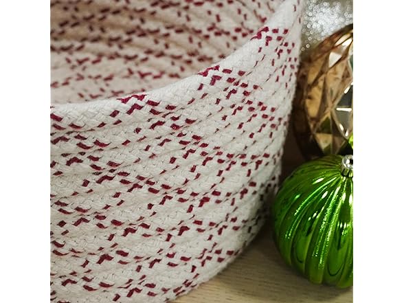 Holiday Wool Lidded Crock Basket - Red