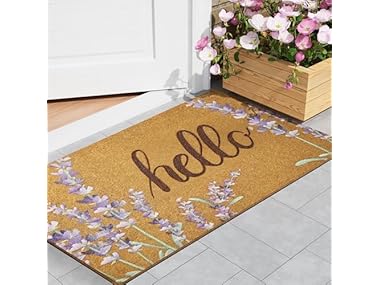 $10.99 Coir Welcome Mat Floral 17x30 dealfomo