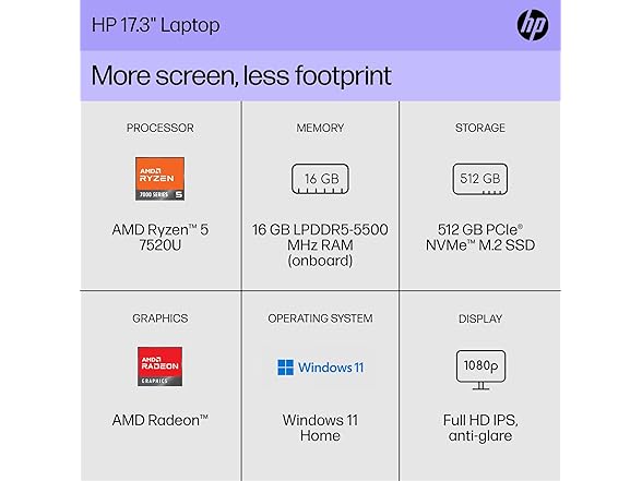 HP 17.3" FHD AMD Ryzen 5 Laptop