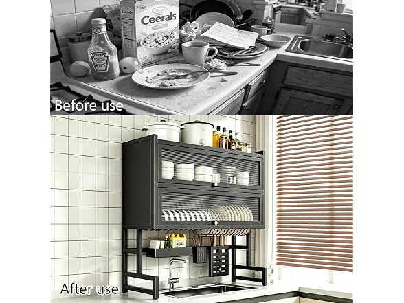Black 37.4" Over The Sink Dish Drying Rack