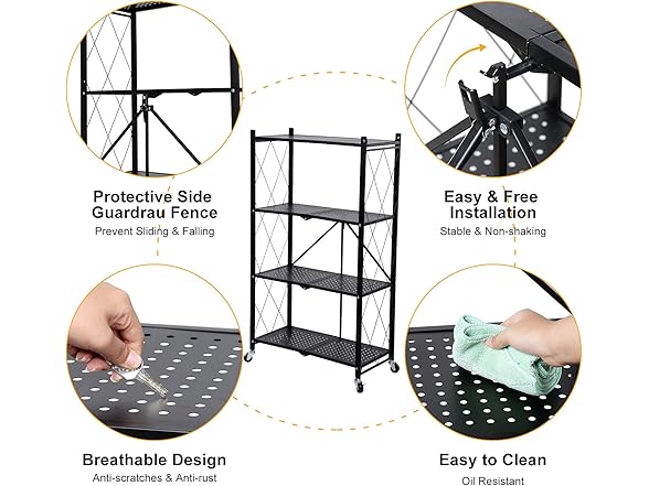 YSSOA HealSmart 4-Tier Heavy Duty Foldable Rack