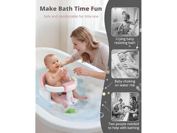 ONTHEWEI Pink Baby Bath Seat