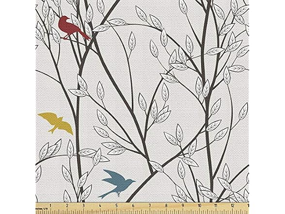 Ambesonne Nature Fabric Material by The Yard, Birds