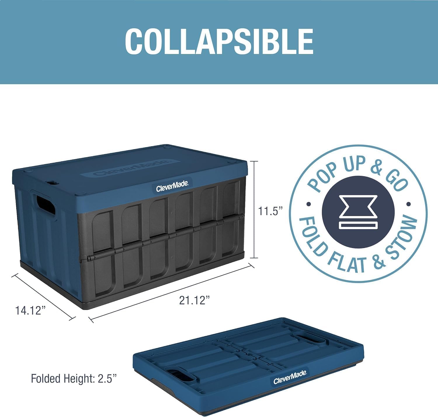 CleverMade Collapsible Storage Bins with Lids (46L, 3 Pack) - Gallery 15