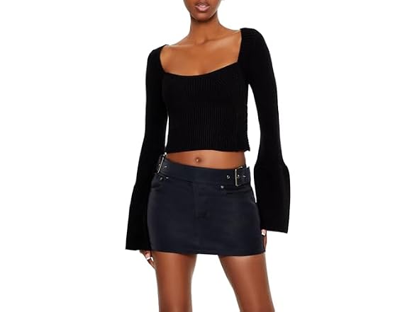 Forever 21 Cropped Bell-sleeve Sweater