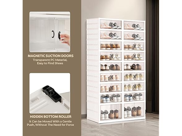 Dollate 9 Tiers 36 Pairs Foldable Shoe Rack
