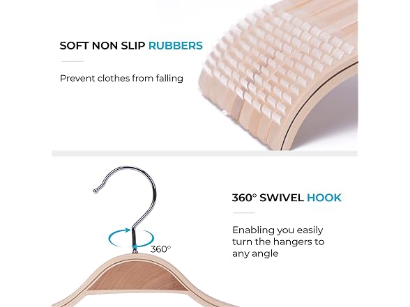 Suptinwear Non Slip Wooden Hangers 30 Pack