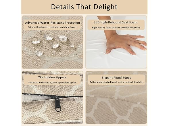 COZYVIDA Deep Seat Cushion Set of 2