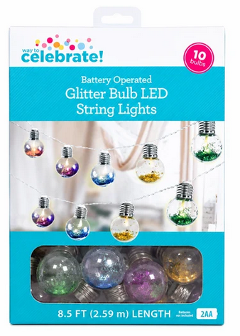 Celebrate Battery Operated Glitter 10 Bulb LED String Lights - Gallery 3