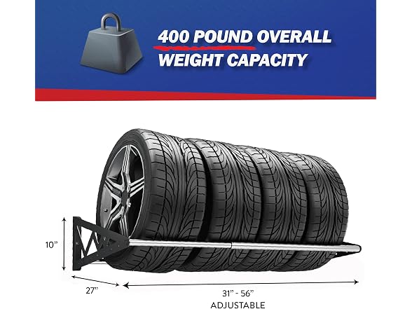 SafeRacks Adjustable Steel Wall Mount Tire Rack