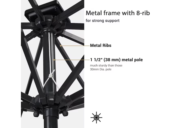 Yescom 9 FT Solar LED Patio Umbrella Outdoor