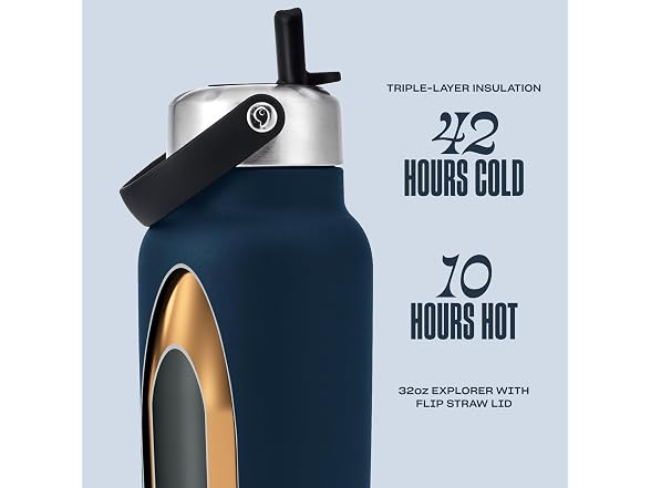 S'well Recycled Stainless Steel Explorer with Flip Straw Lid, 32oz