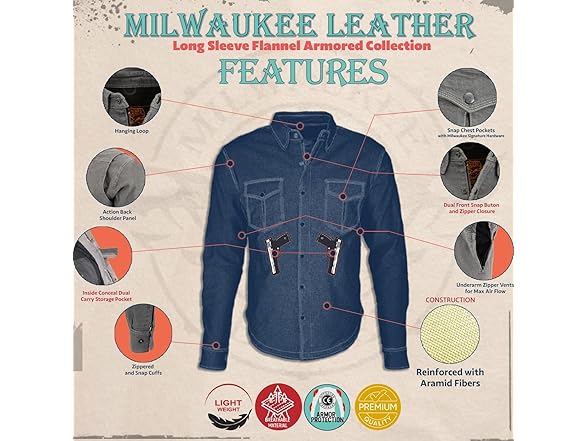 Men's Grey Flannel Biker Shirt XL