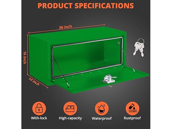 MOVECOM Steel Heavy Duty Truck Bed Tool Box  Green