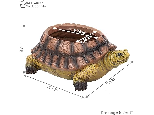 Sunnydaze Decor FC-747 Teddy the The Turtle 11" Planter