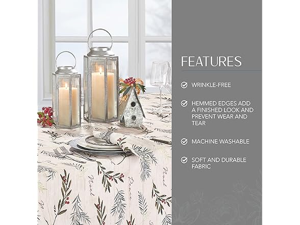 Elrene Home Fashions Holiday Tree Trimmings Tablecloth