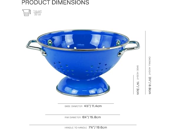 Reston Lloyd, 1 Quart Powder Coated Steel Kitchen Strainer Basket 