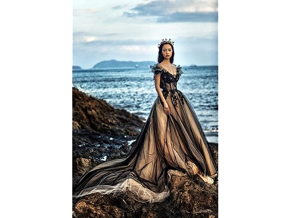 Kivary Women (14) Off Shoulder Long Gothic V Dress