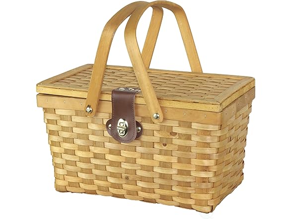 Vintiquewise Vintiquewise.com Gingham Lined Woodchip Picnic 