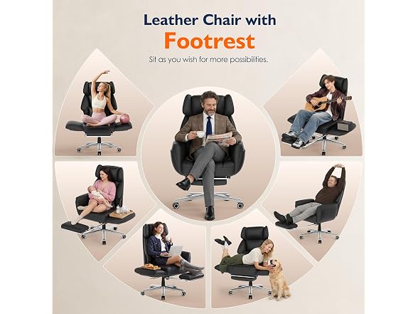 Ergonomic Criss Cross Office Chair with Footrest, Black