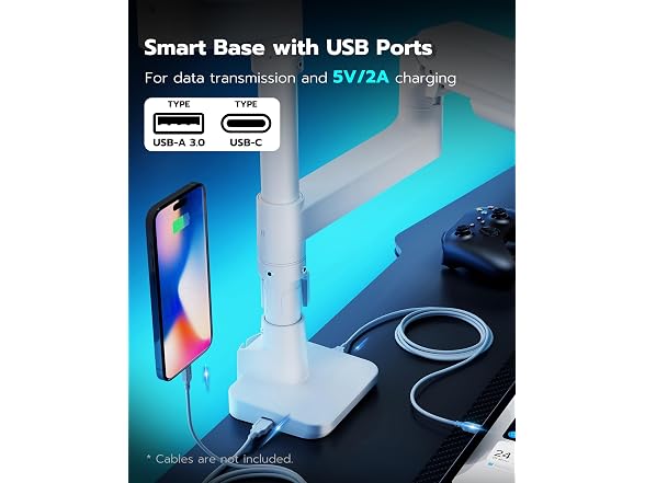 ARES WING 17" to 49" White Stacked Dual Monitor Arm 