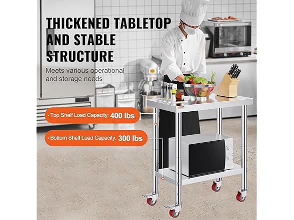 VEVOR Stainless Steel Work Table 30 x 18 x 34 Inch