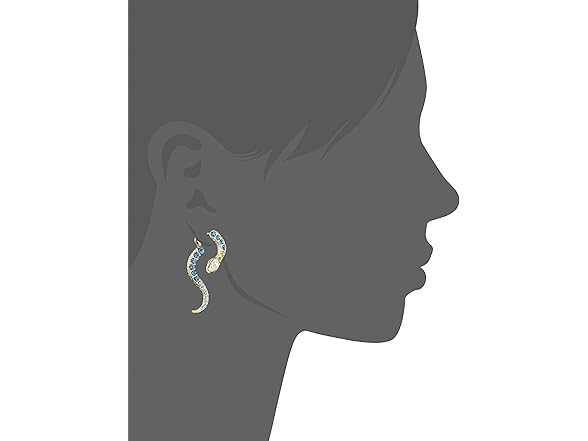 Betsey Johnson Pave Crystal Snake Front & Back Linear Earrings