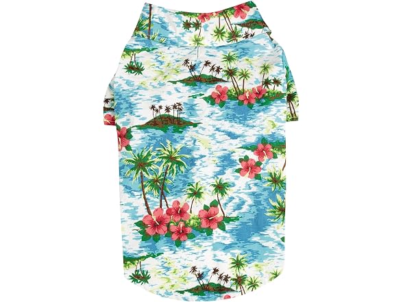 Casual Canine Hawaiian Breeze Camp Shirt, Large, Blue