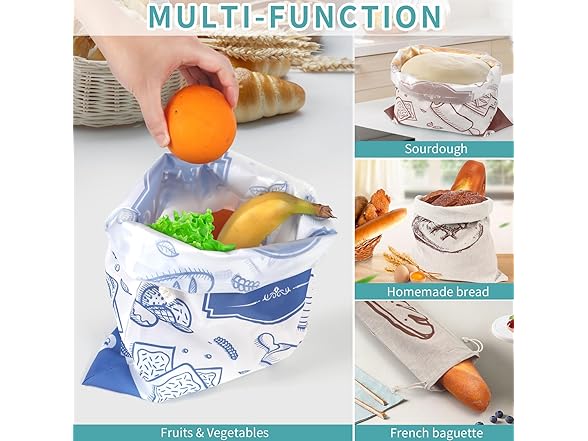 TISEMENT 4-Pack Bread Bags for Homemade Bread