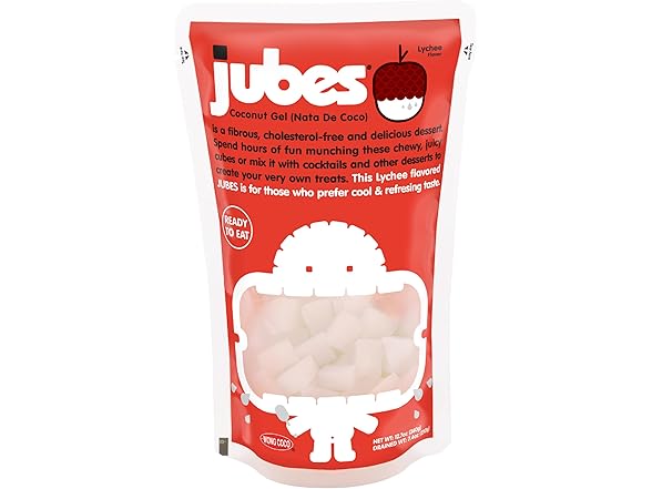6PK Jubes Lychee Nata De Coco Jelly Cubes 12.7 oz
