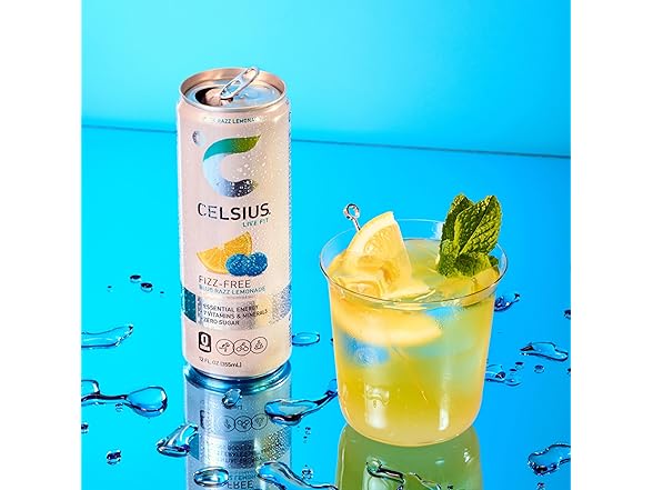 CELSIUS Fizz Free Blue Razz Lemonade, Sugar Free