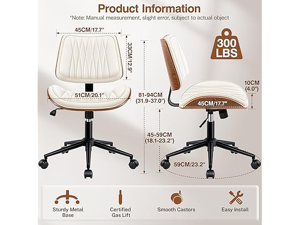 Fidom Ergonomic Armless Office Desk Chair