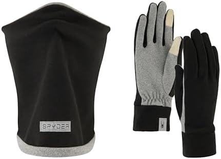 Spyder Womens Two Piece Set - Reversible Neck Gaitor and Gloves, Pewter Heather, One Size