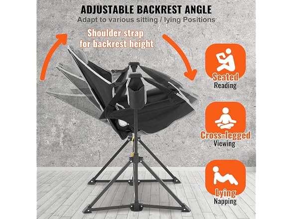 Reclining Camping Chair, 300 lbs Load Camping