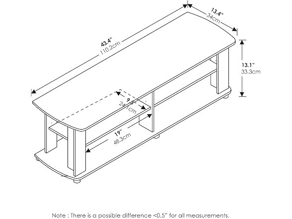 Furinno Nelly TV Stand 3-Tier French Oak