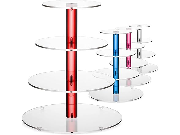 4-Tier Red Acrylic Cupcake Stand – 12"