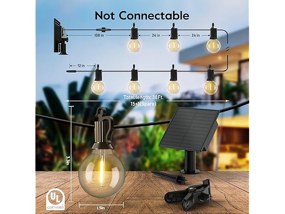 Minetom Solar Outdoor Lights - 38Ft - Gallery 6
