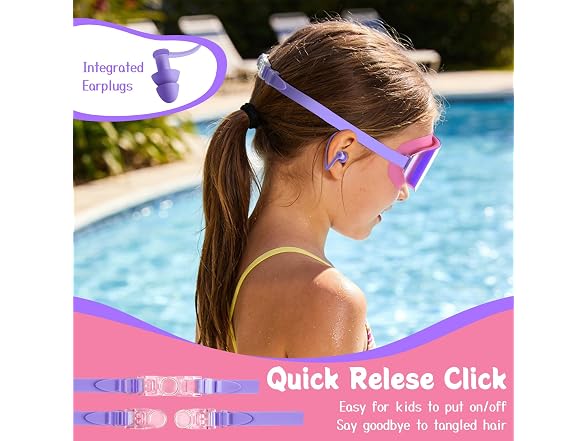 2 Pack Pink/Orange Swim Goggles Ages 3-15